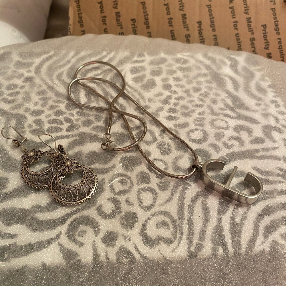 Silver Necklace and Earring Set